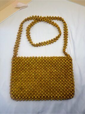 Magid Mustard Beaded Crossbody Purse